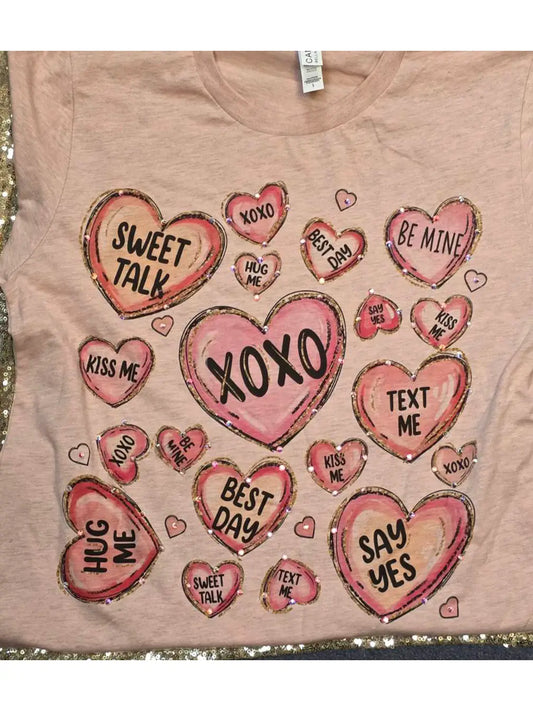 Valentine Hearts Drawn-Natural (Shown in Pink)
