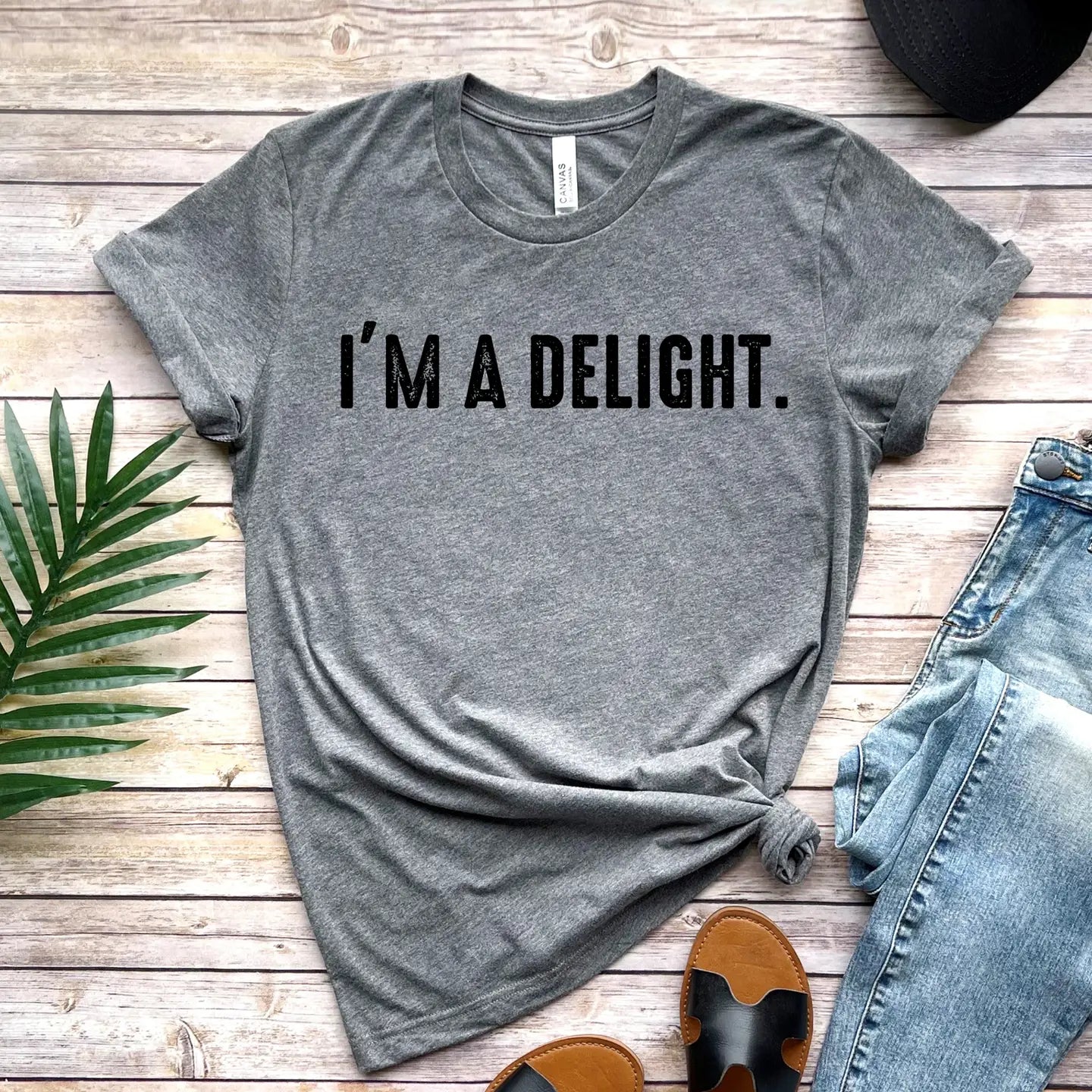 I'm A Delight  Graphic Tee-Heather navy