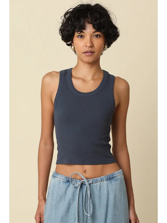 Jane Ribbed Scoop Neck Crop Tank