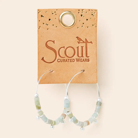 Stone Disc Hoop Earring - Amazonite/Silver