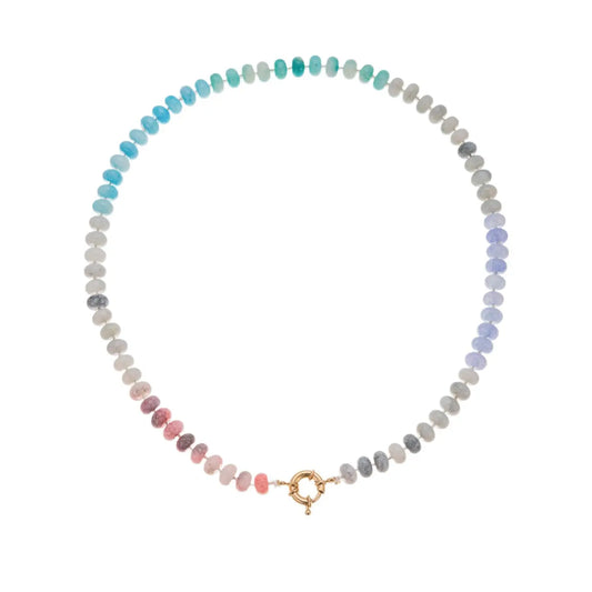 18 in Natural Stone & Glass Beaded Necklace-B