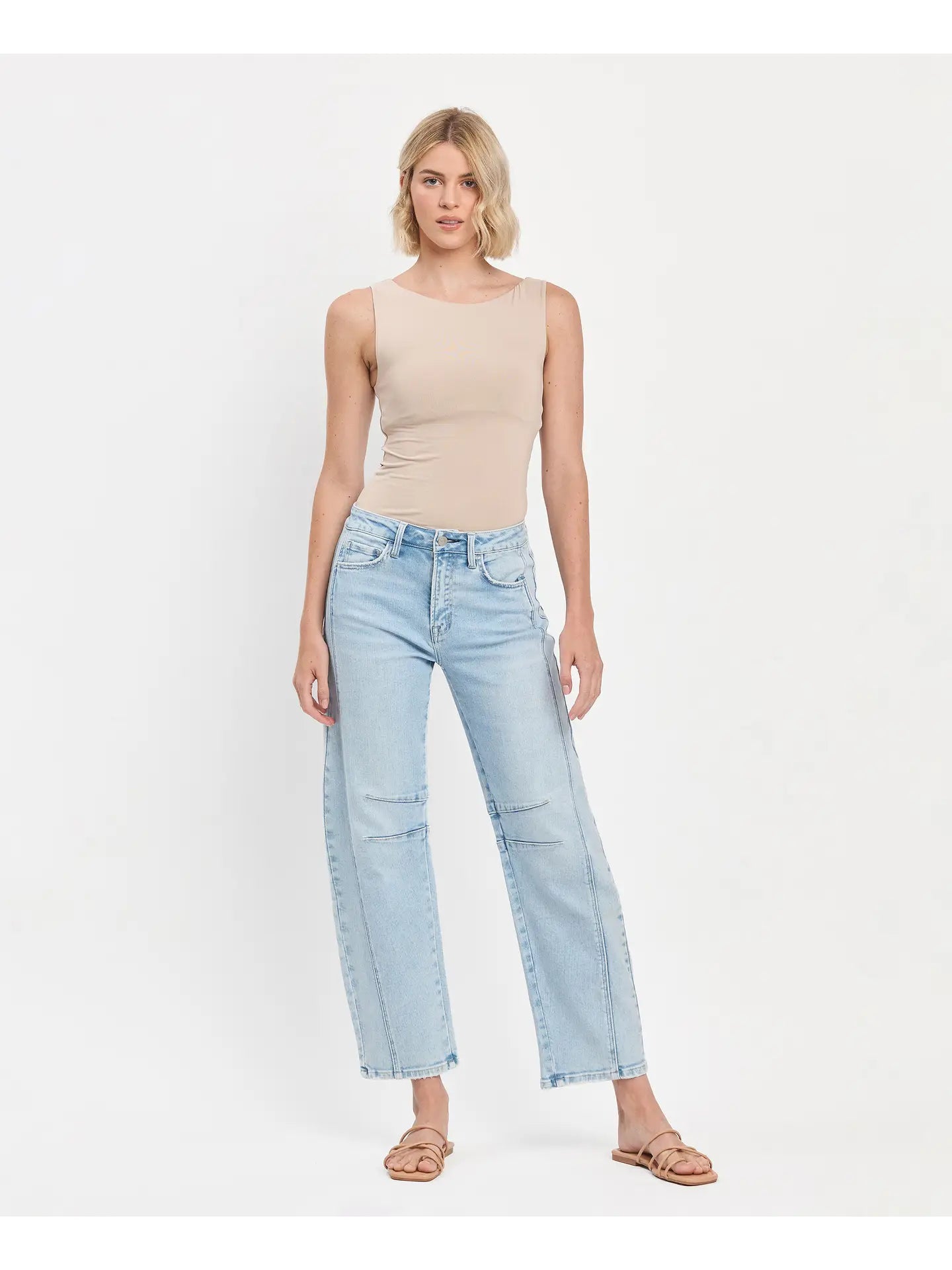 Mila High Rise Light Wash Barrel Leg Jeans