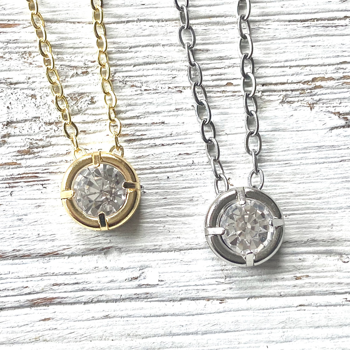 Crystal Necklace Minimalist Layering Boutique Salon Jewelry-Gold