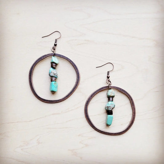 Hubei Turquoise w/ Wood Hoop Earrings