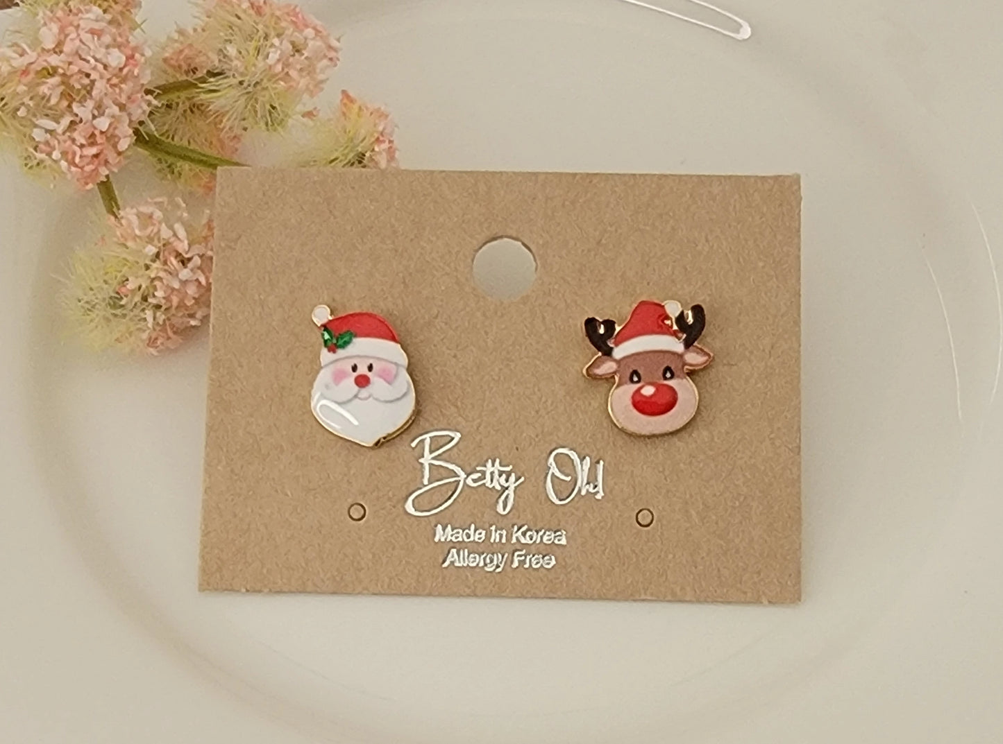 Santa Claus and A Reindeer Stud Earrings