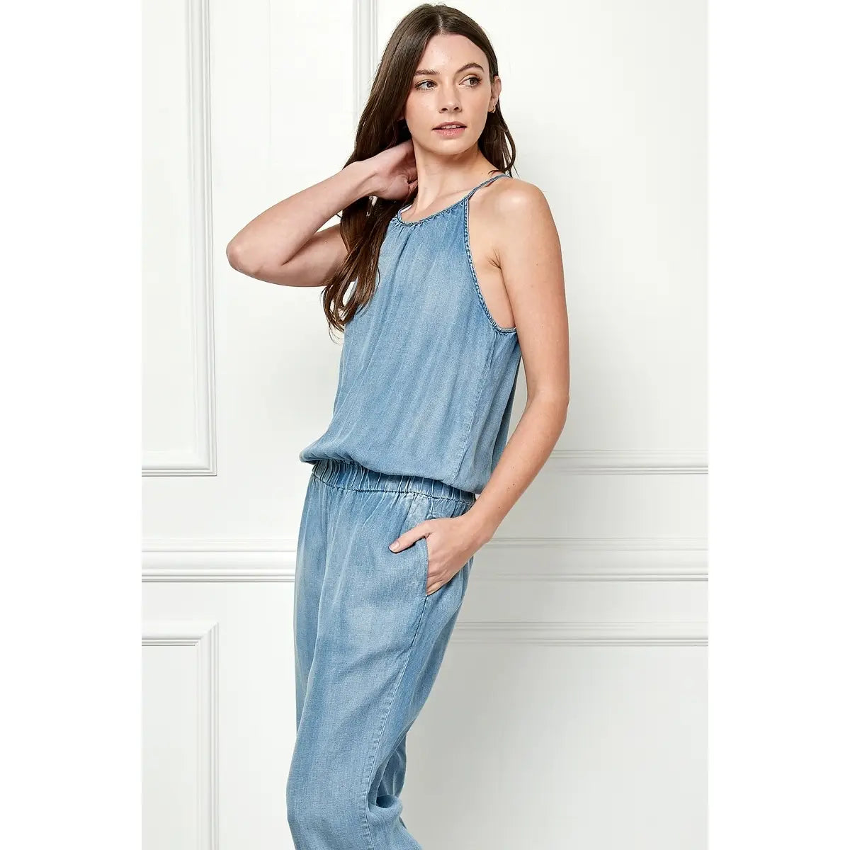 Sleeveless Cropped Tencel Jumpsuit