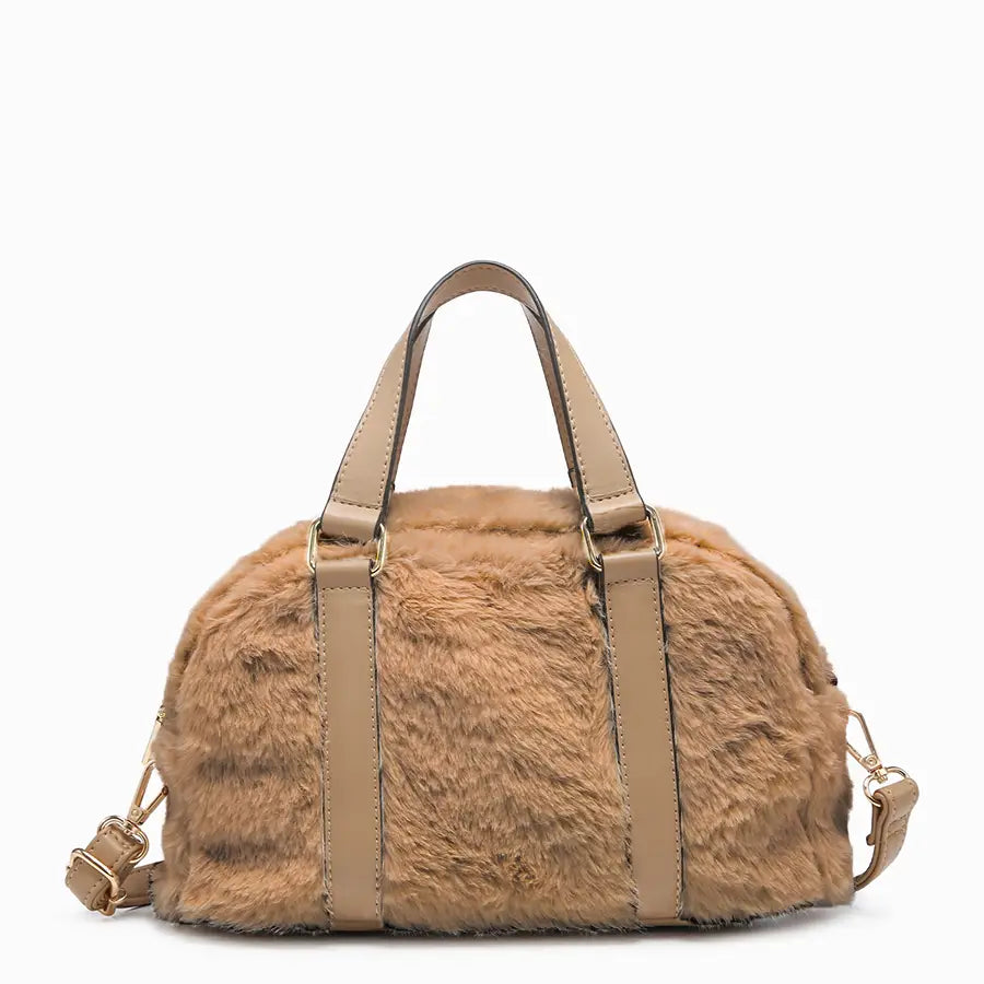 Oslo Sherpa Boston Bag w/ Dual Handles-Taupe