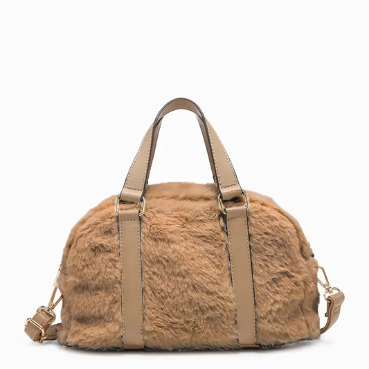 Oslo Sherpa Boston Bag w/ Dual Handles-Taupe