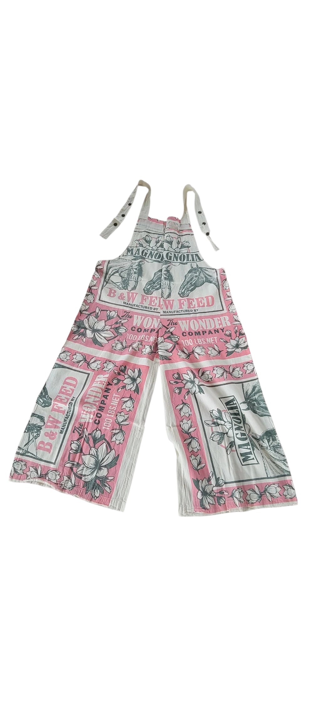 Flour Sack Cotton Jumpsuit with Straps Magnolia Horse