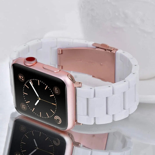 Resin Bracelet Light Weight Bands For Apple Watch-White