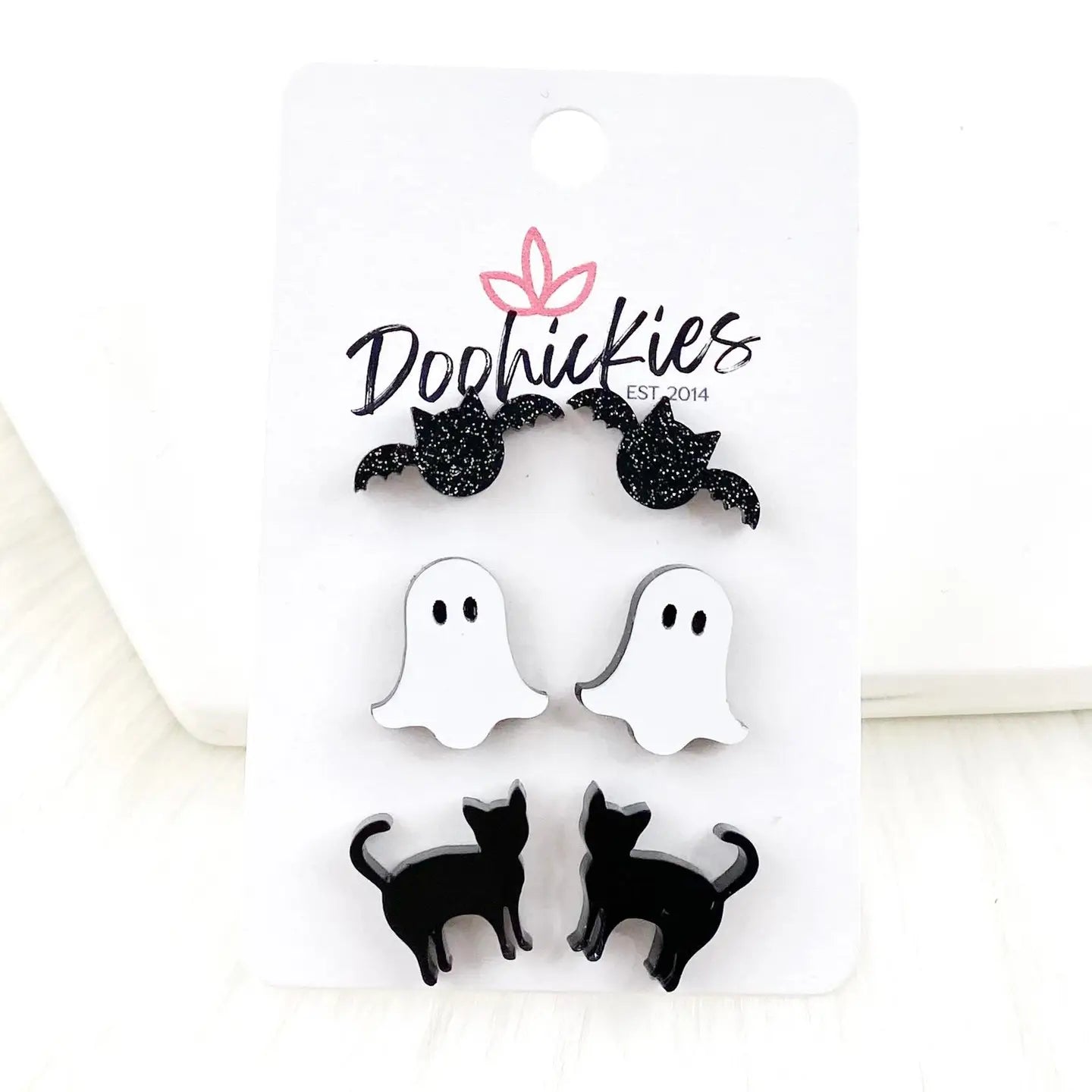 Glittery Bats/Ghost/Black Cats - Halloween Earrings