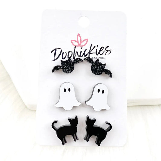 Glittery Bats/Ghost/Black Cats - Halloween Earrings