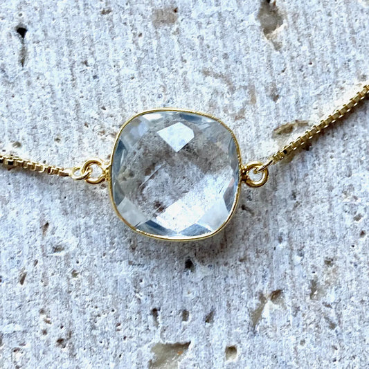 Crystal Quartz with Gold Slider Bracelet