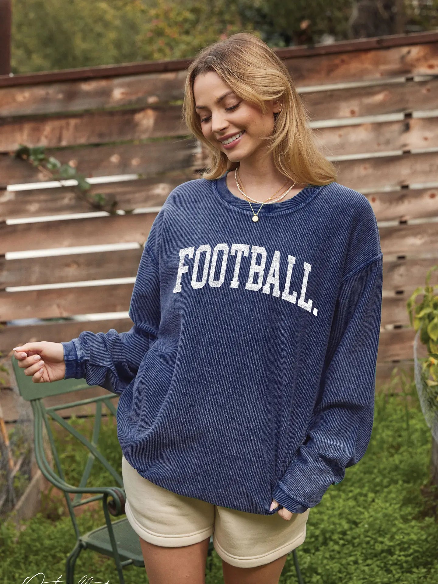 Football Thermal Vintage Pullover-Washed Denim