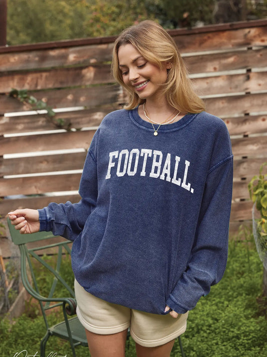 Football Thermal Vintage Pullover-Washed Denim