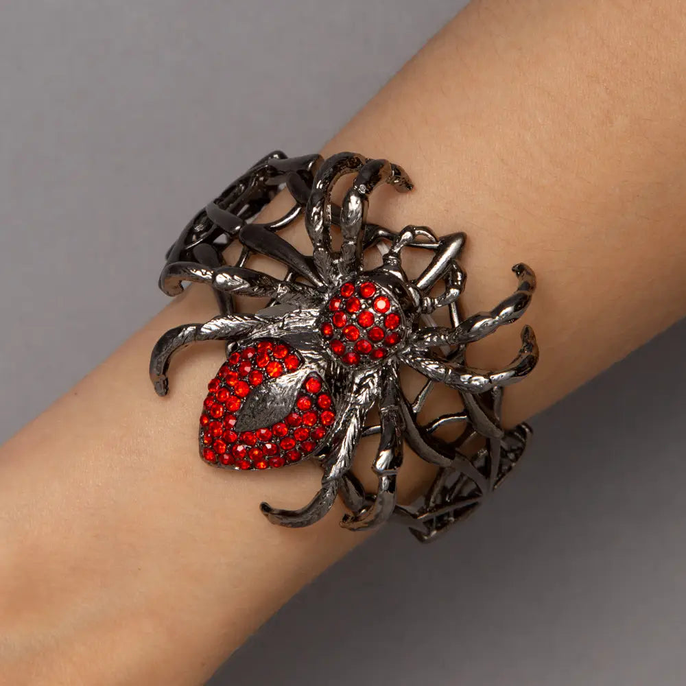 Rhinestone Spider Metal Stretch Bracelet