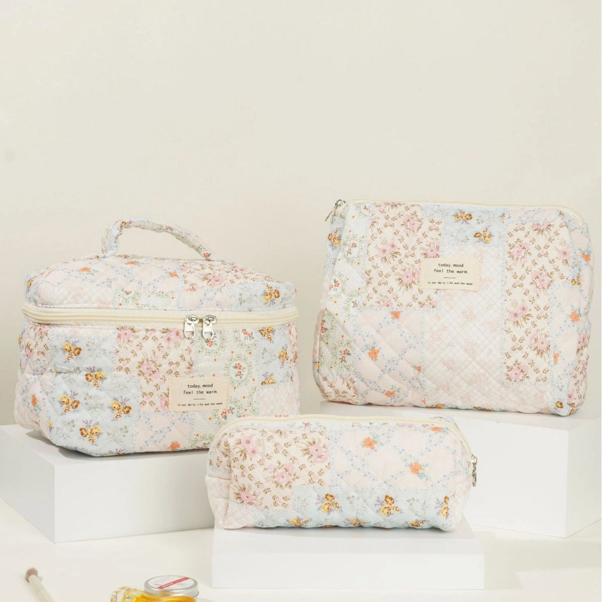 Butterfly Floral Print Puffer Make Up Bag-Small