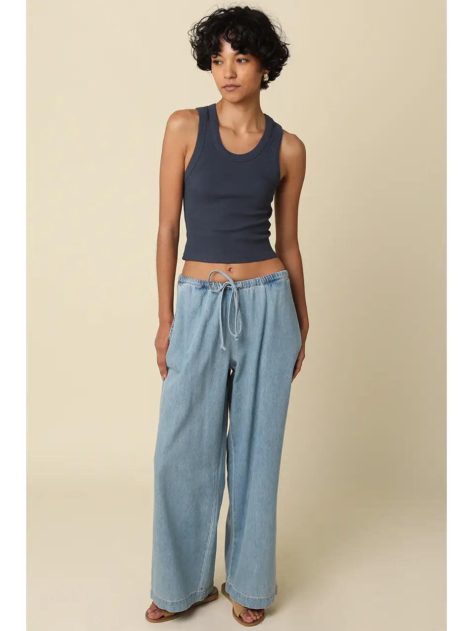 Jane Ribbed Scoop Neck Crop Tank