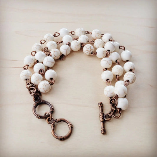White Turquoise Triple Strand Bracelet