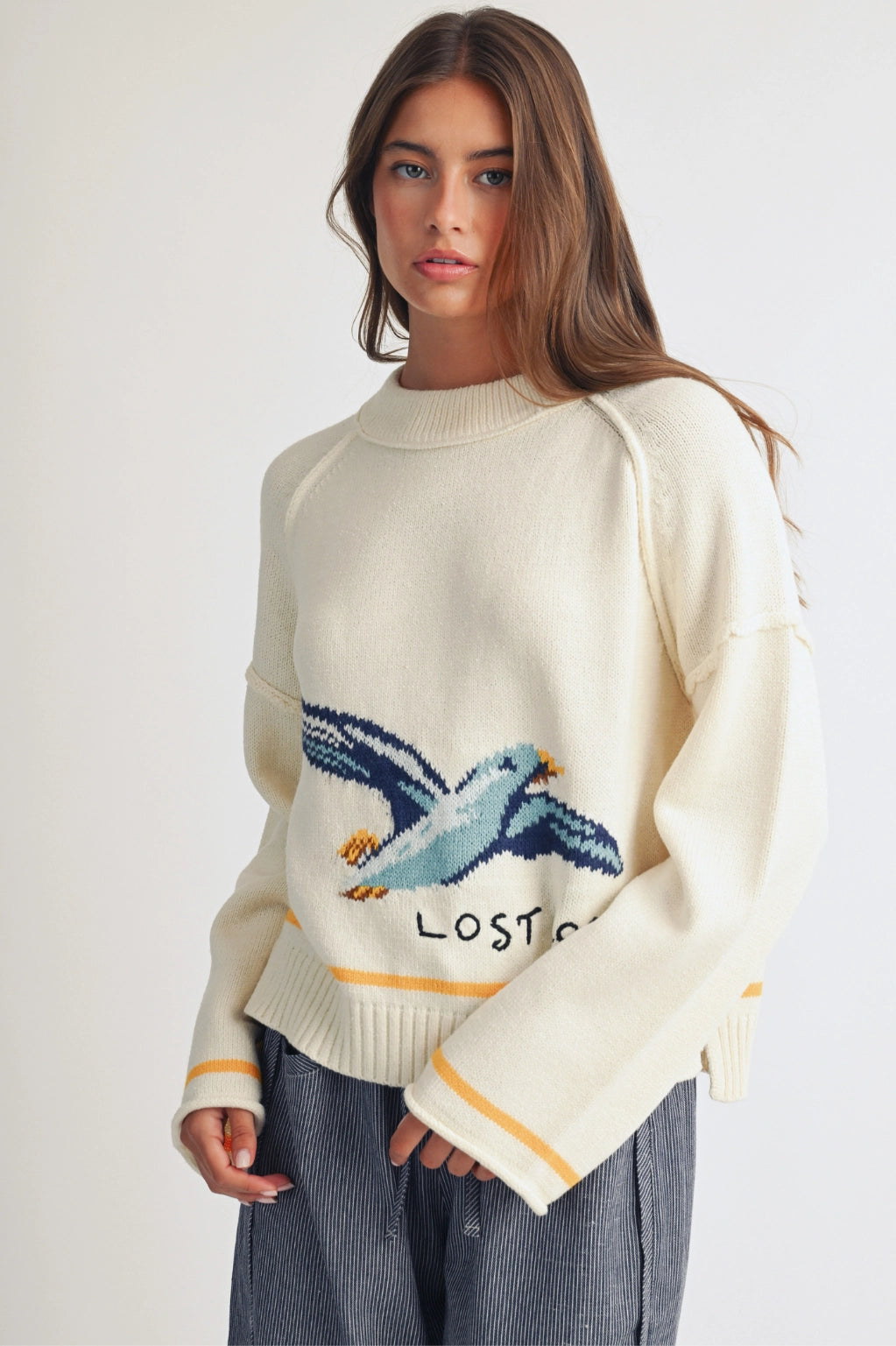 Coastal Seagull Graphic Sweater