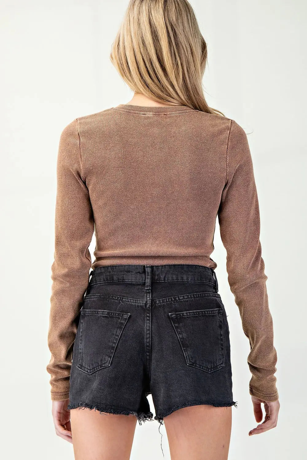 Mara Mineral Washed Henley Bodysuit-Copper