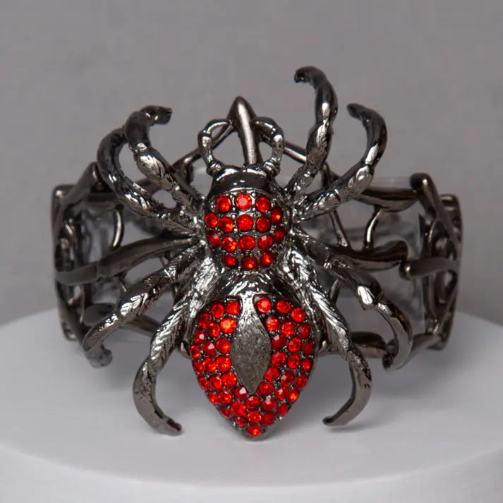 Rhinestone Spider Metal Stretch Bracelet