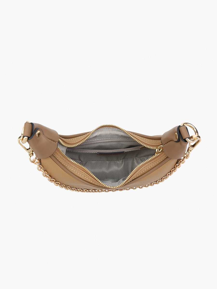Zora Moon Shoulder Bag w/ Chain-Gold