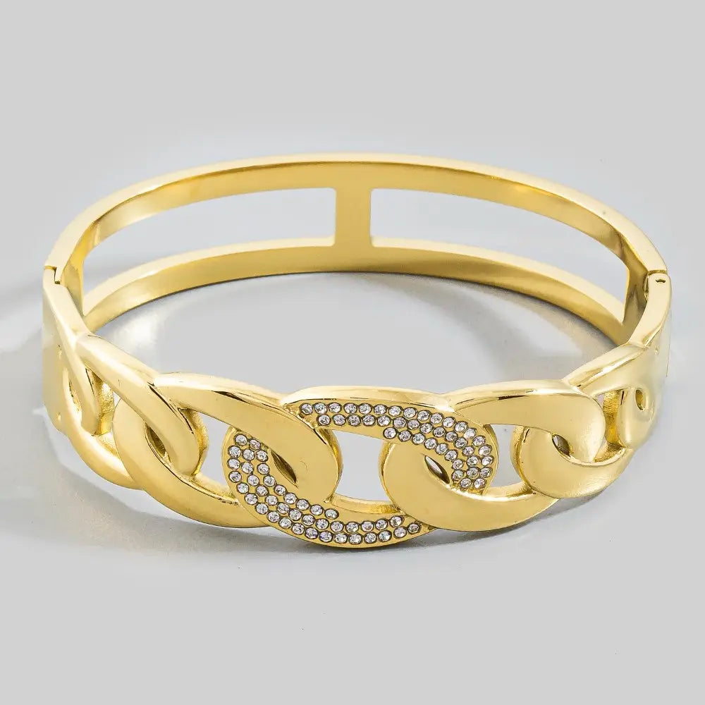 Stainless Steel Chain Pattern Bracelet-Gold