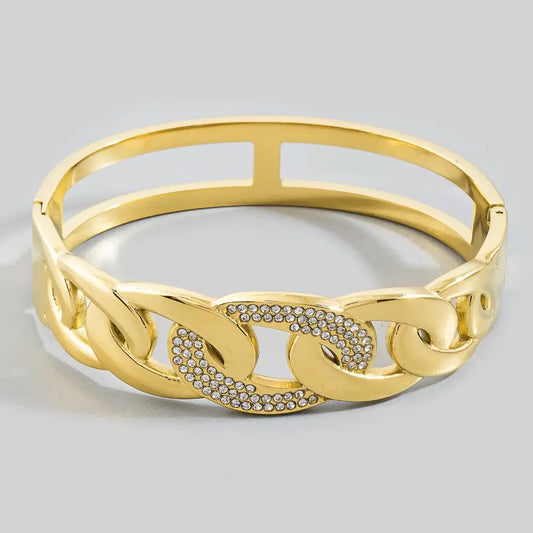 Stainless Steel Chain Pattern Bracelet-Gold