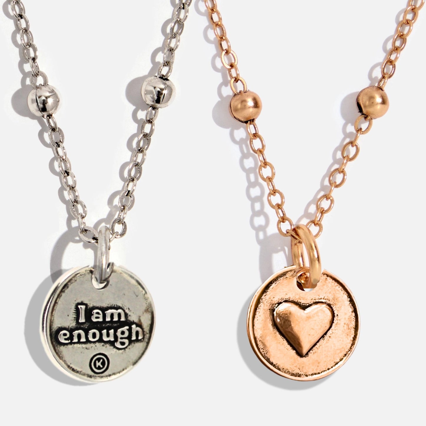 "I Am Enough" Heart Dainty Necklace-Godl Crystal Quartz
