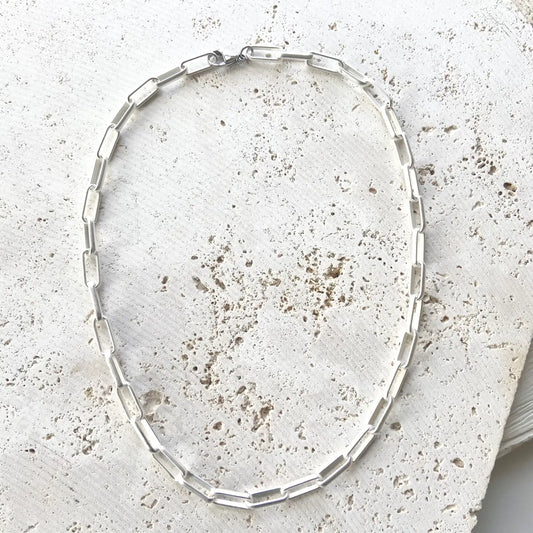 Paperclip Layering Necklace Matte Silver