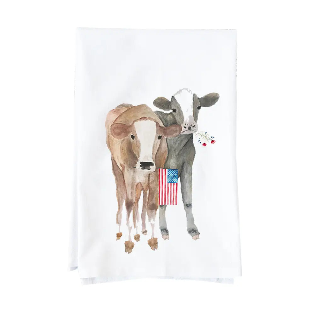 Patriotic Calves Kitchen Towel