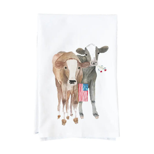 Patriotic Calves Kitchen Towel