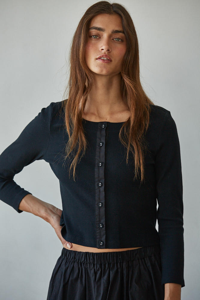 Sweet Emma Cardigan Top-Black