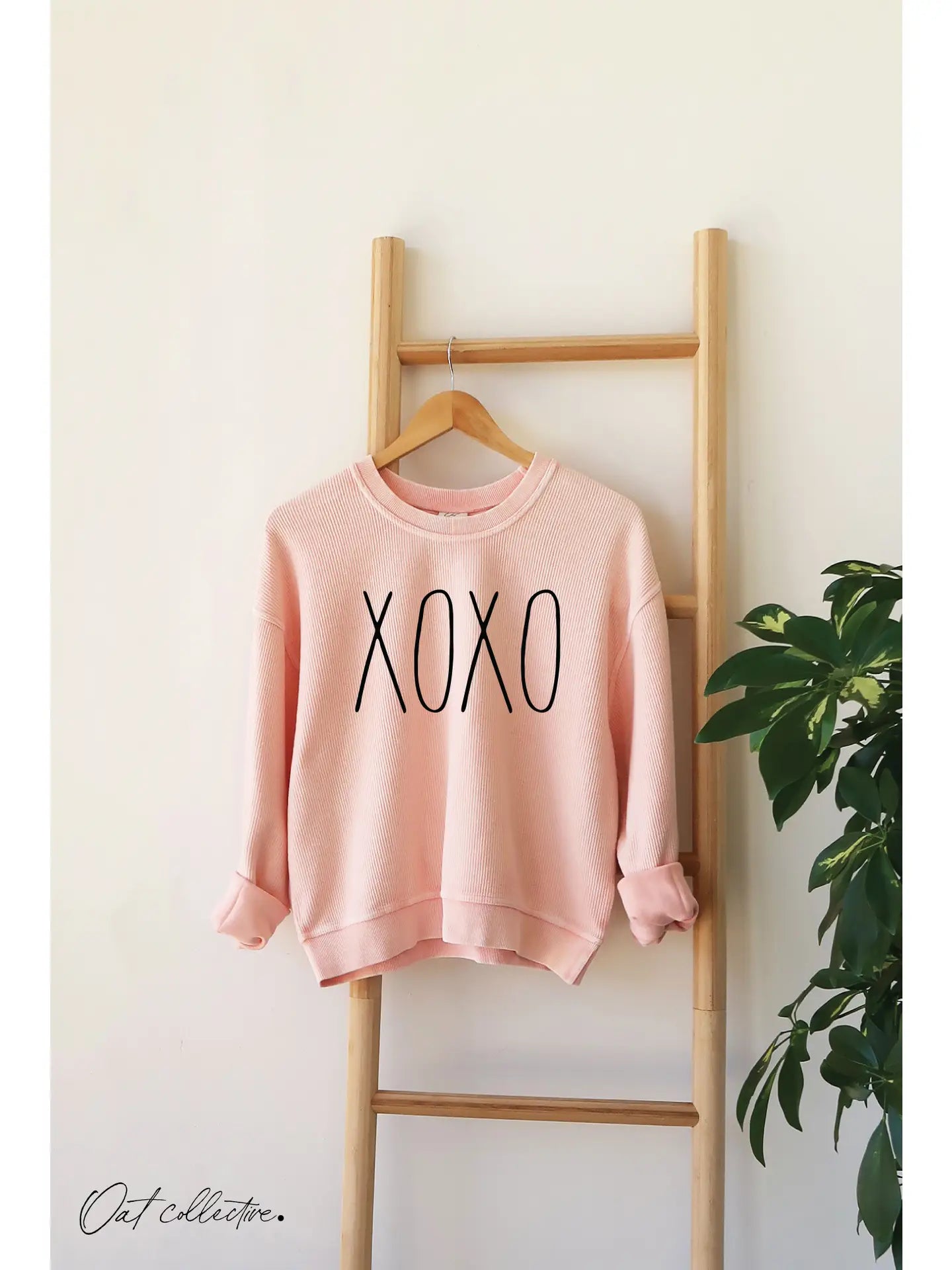 Xoxo Cropped Thermal Vintage Pullover-Urban Pink