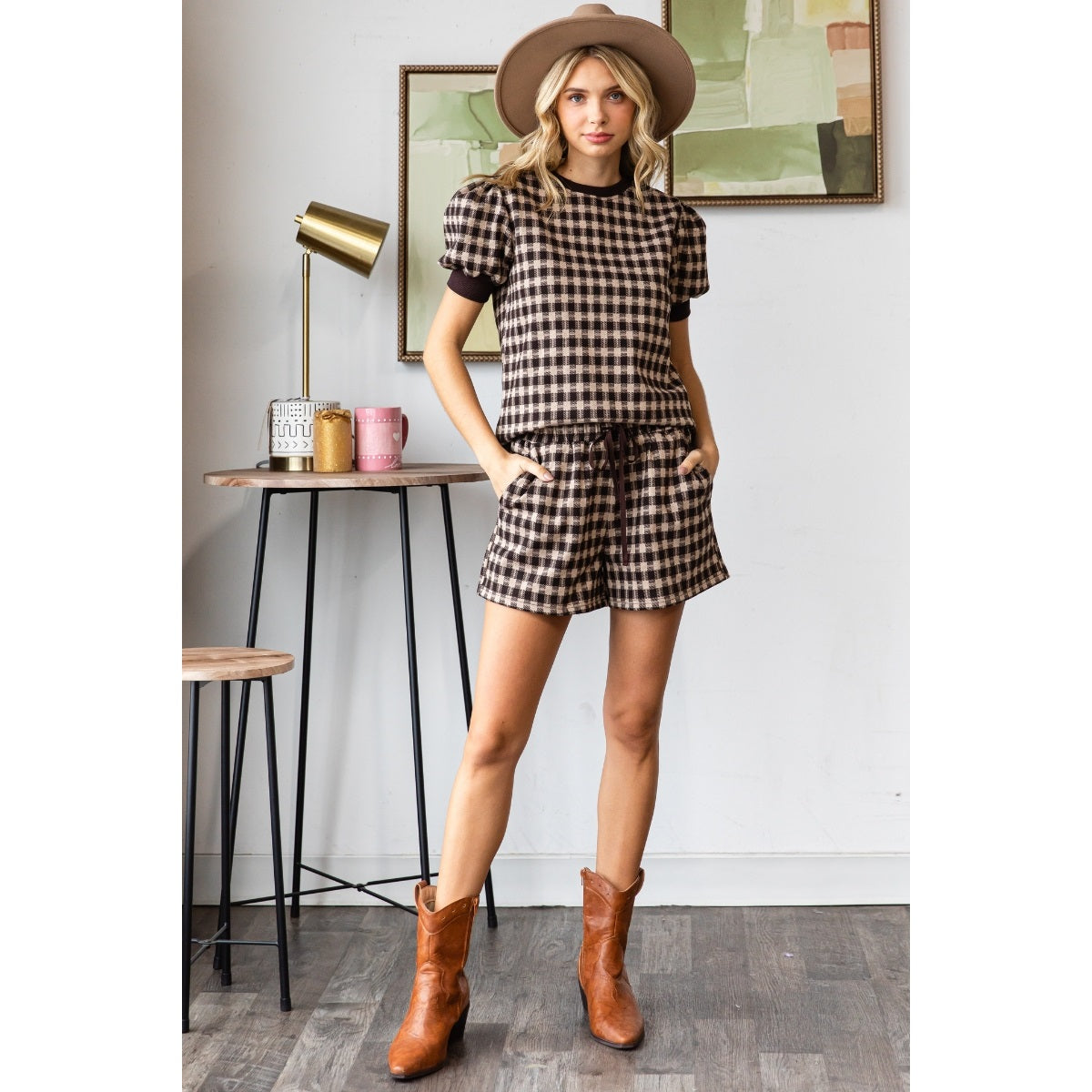 Checker Knit Drawstring Short