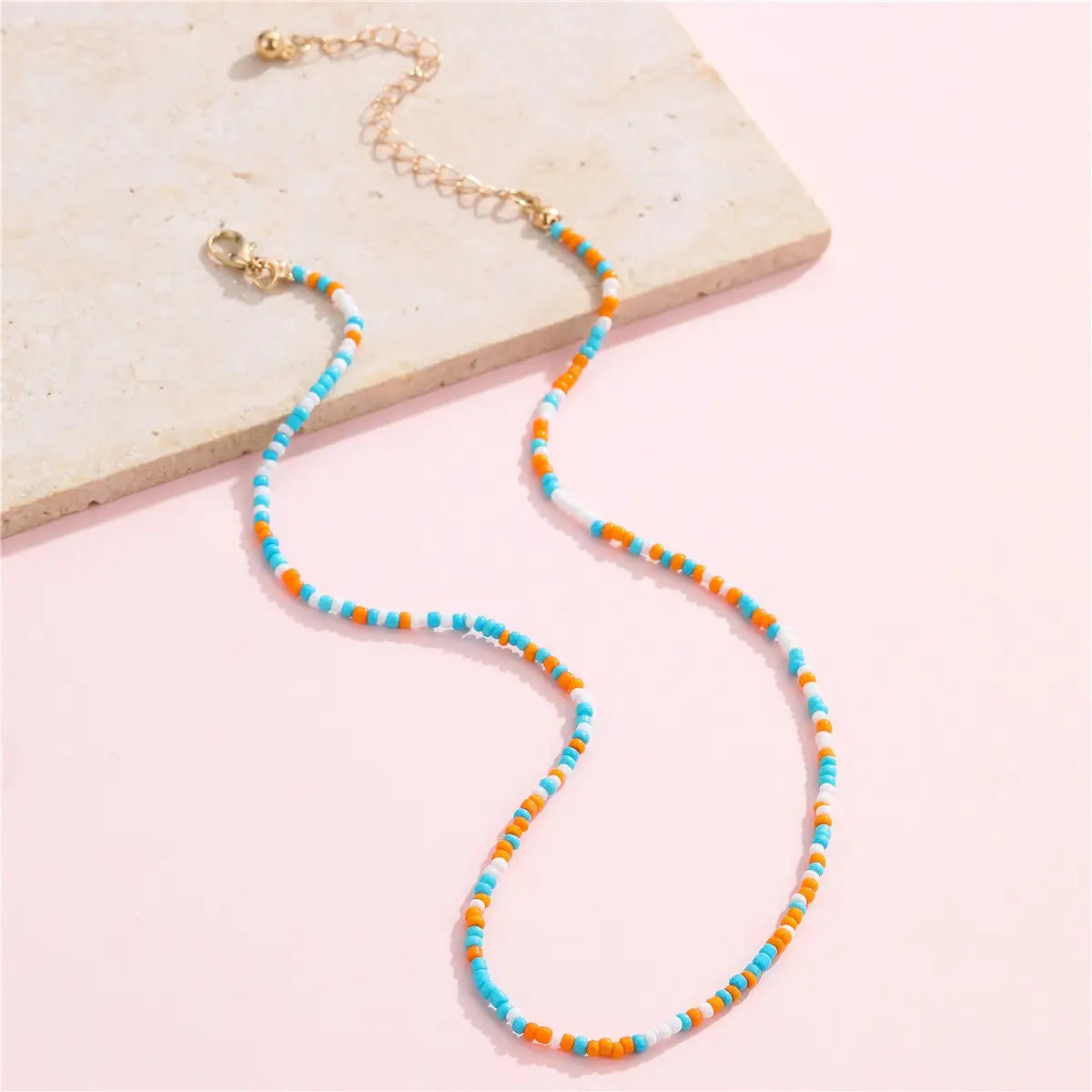 18K Stainless Steel Tarnish Free Beaded Necklace-Turquoise