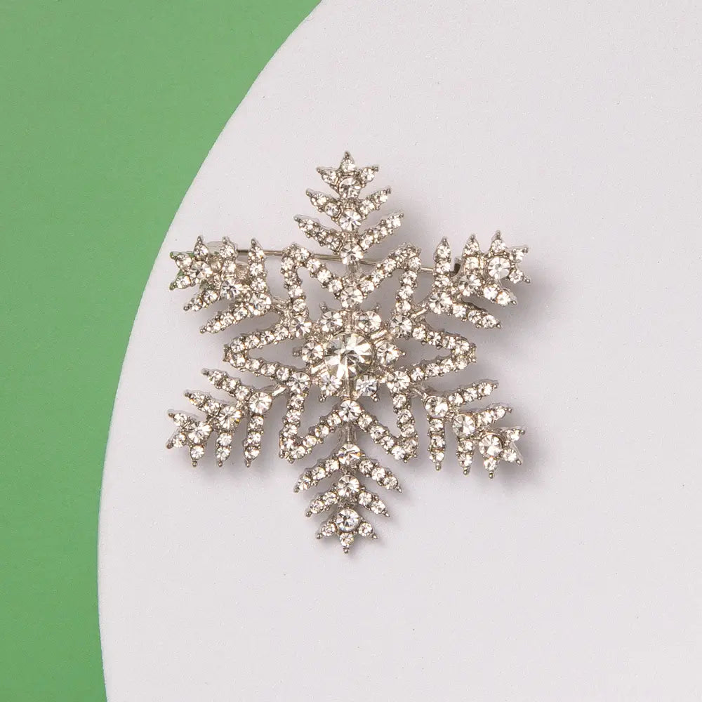 Christmas Snowflake Shaped Brooch Pin-Silver