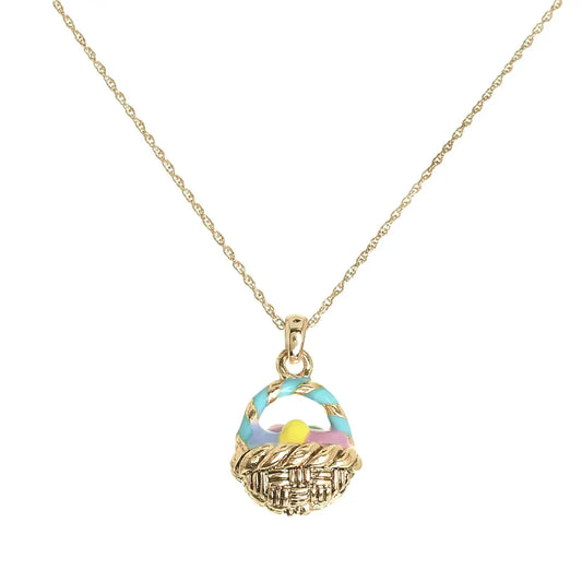 Easter Egg Basket Pendant Chain Necklace-Gold