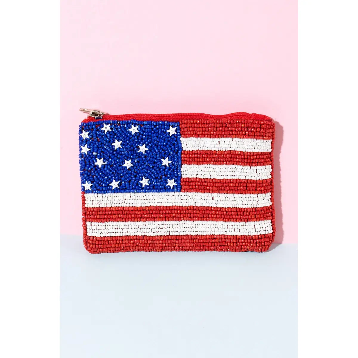 American Flag Beaded Coin Purse