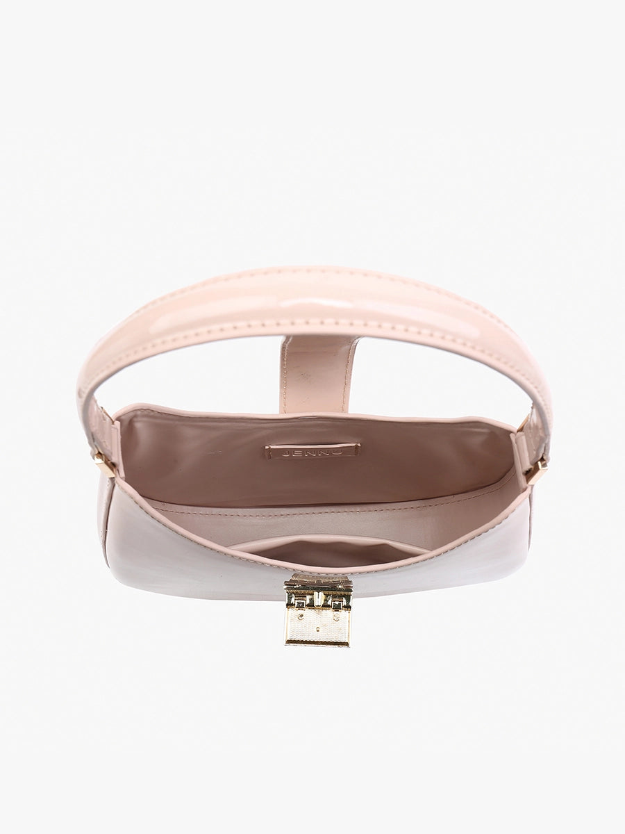 Malta Shaped Crossbody/Saddle Bag w/ Chain-Beige