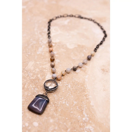 Sophie Necklace in Bamboo Agate