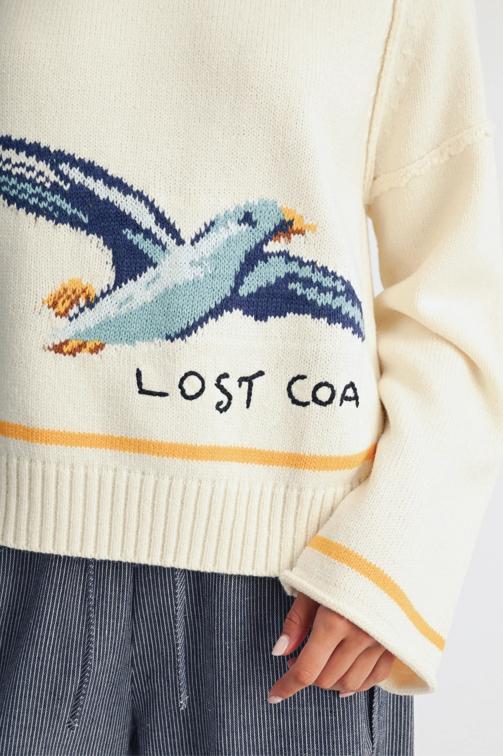 Coastal Seagull Graphic Sweater