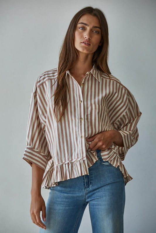 Kensington Shirt Top-Ivory Rust