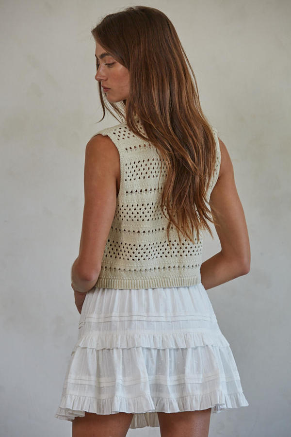 Kassie Crochet Vest-Natural