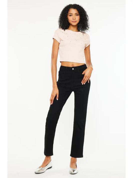 McKenna High Rise Slim Straight JEANS-Black