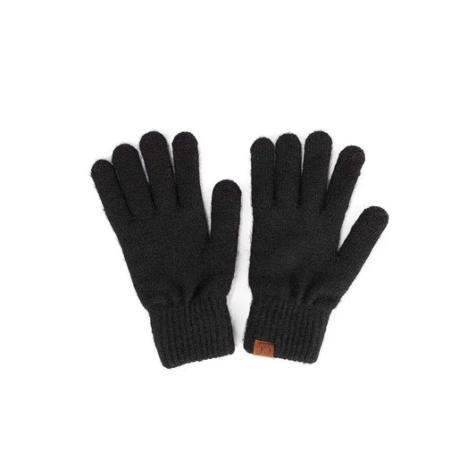 C.C Heather Knit Plain Gloves-Black