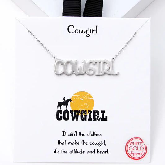 Cowgirl / Word Pendant Necklace-Silver