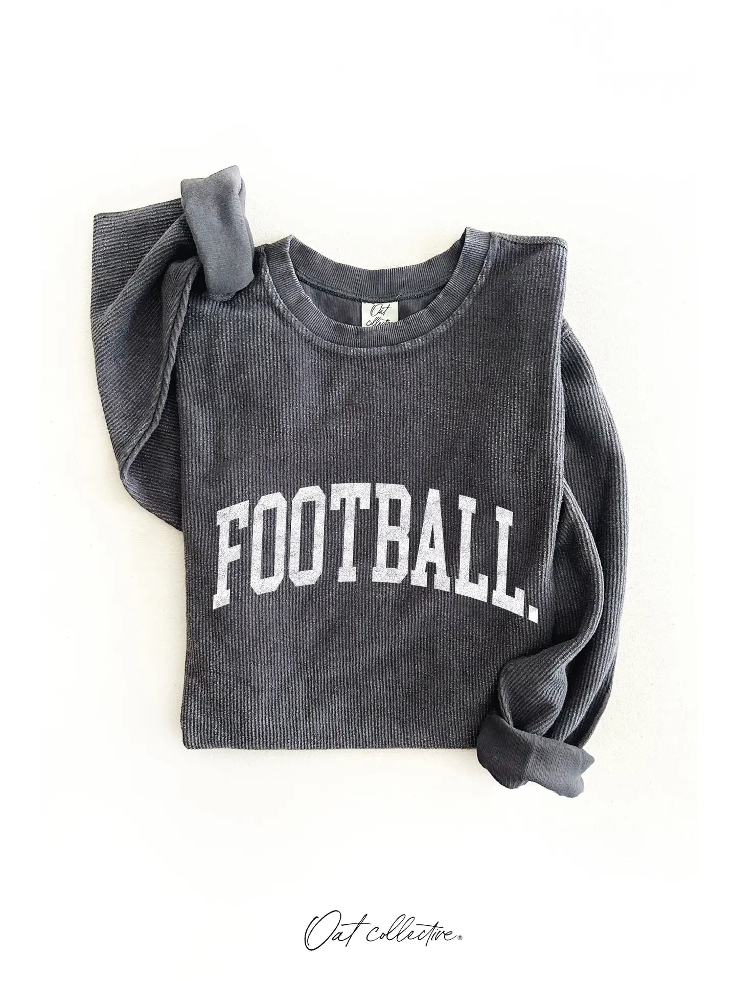 Football Thermal Vintage Pullover-Charcoal