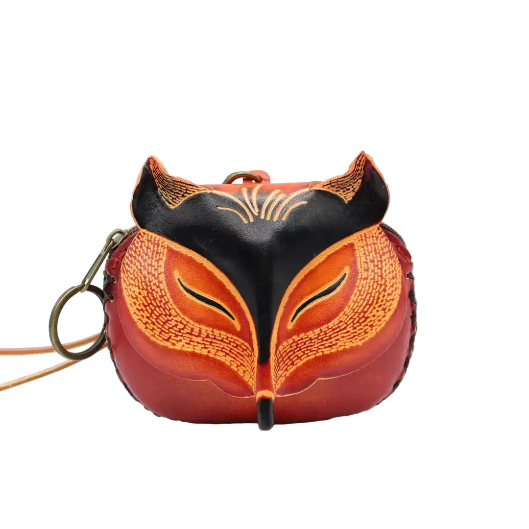 Fox Leather Coin Purse Brown or Orange